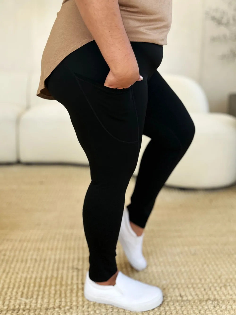 Wide Waistband Sports Leggings For Women Opaque Stretchy Nylon Blend Workout Essential Machine Wash Cold