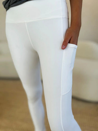 Wide Waistband Sports Leggings For Women Opaque Stretchy Nylon Blend Workout Essential Machine Wash Cold