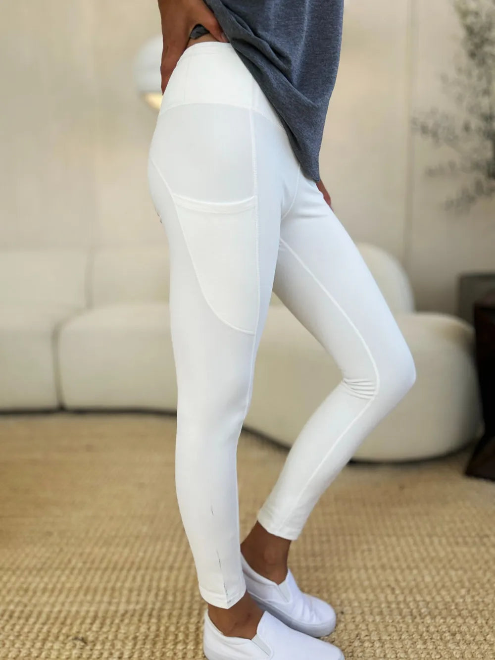 Wide Waistband Sports Leggings For Women Opaque Stretchy Nylon Blend Workout Essential Machine Wash Cold