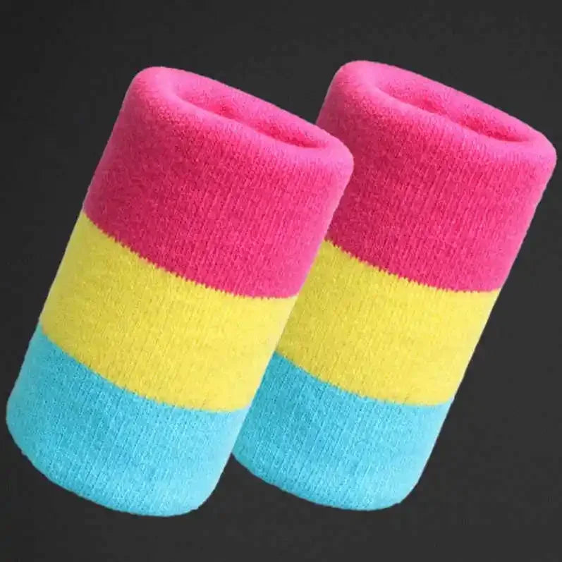 1PC Colorful Striped Sport Wristband Unisex Men Women Cotton Sport Sweatband Wristband Gym Running Sport Safety Wrist Protector