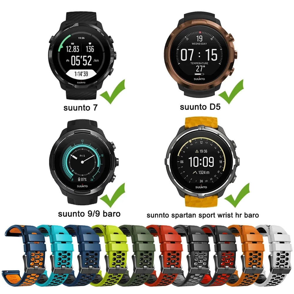 24mm Sport Silicone Strap For Suunto 9 Baro 7 D5 Spartan Sport Smartwatch Replacement Watch band For Spartan Sport Wrist HR/Baro